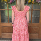 Pink flutter sleeve maxi