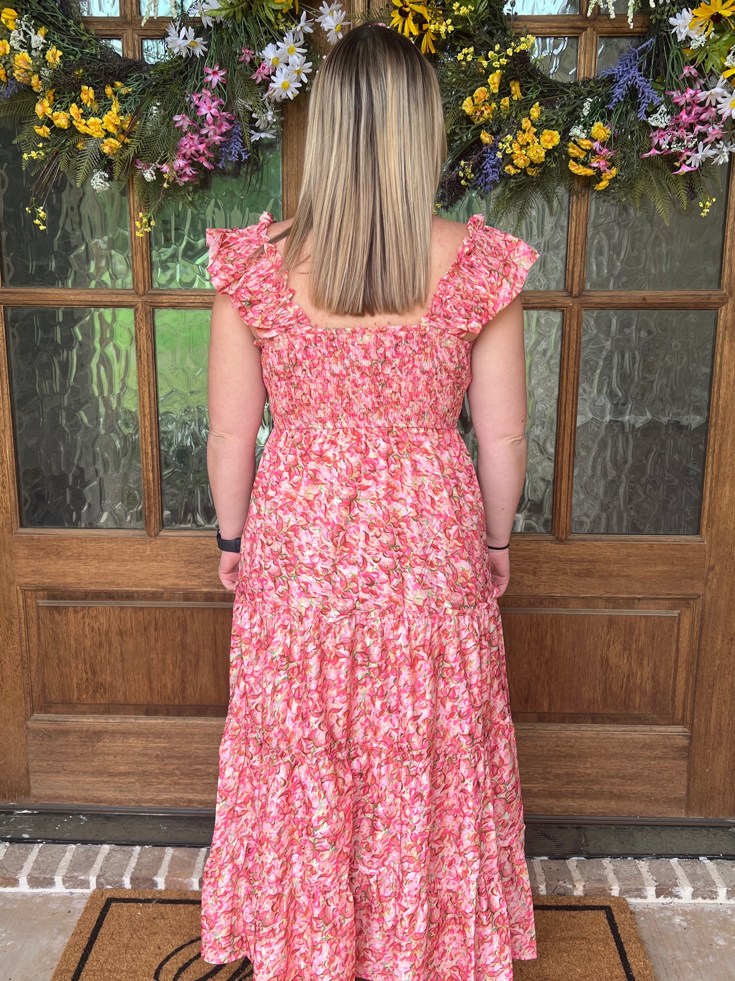 Pink flutter sleeve maxi