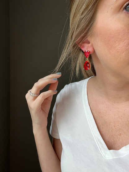 Stone water drop earrings