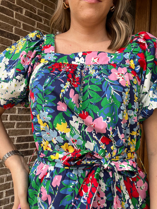 Royce floral romper - navy