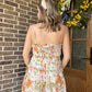 Floral romper- pink/ orange
