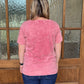 Acid wash v-neck- Rose