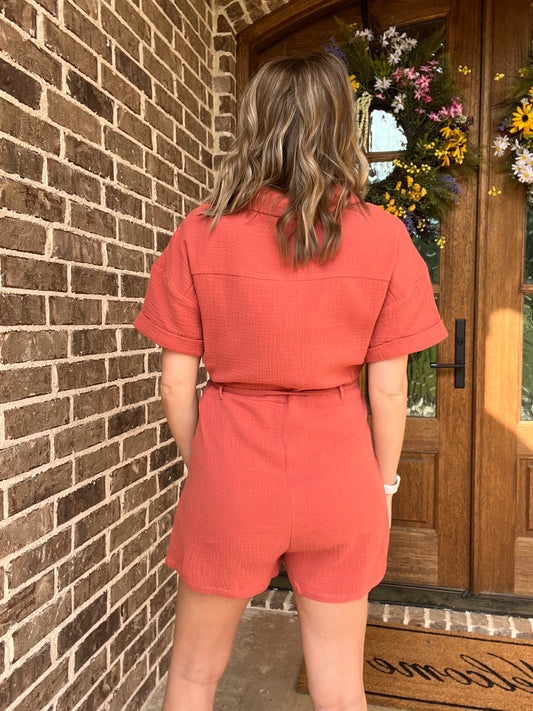 Gauze romper - rust