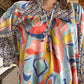 LAST ONE- Retro blouse- blue combo
