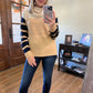 Faith funnel neck sweater with stripe sleeves