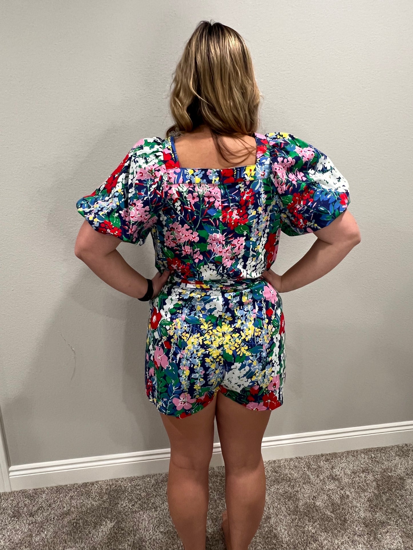 Royce floral romper - navy
