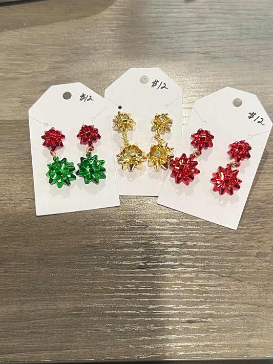 Christmas 2 bow earrings