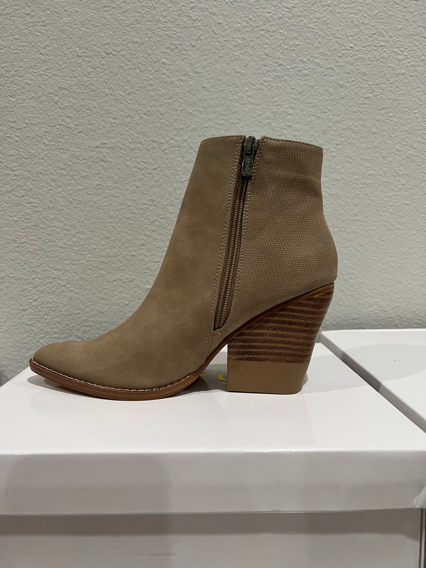 Rachel snake booties- taupe
