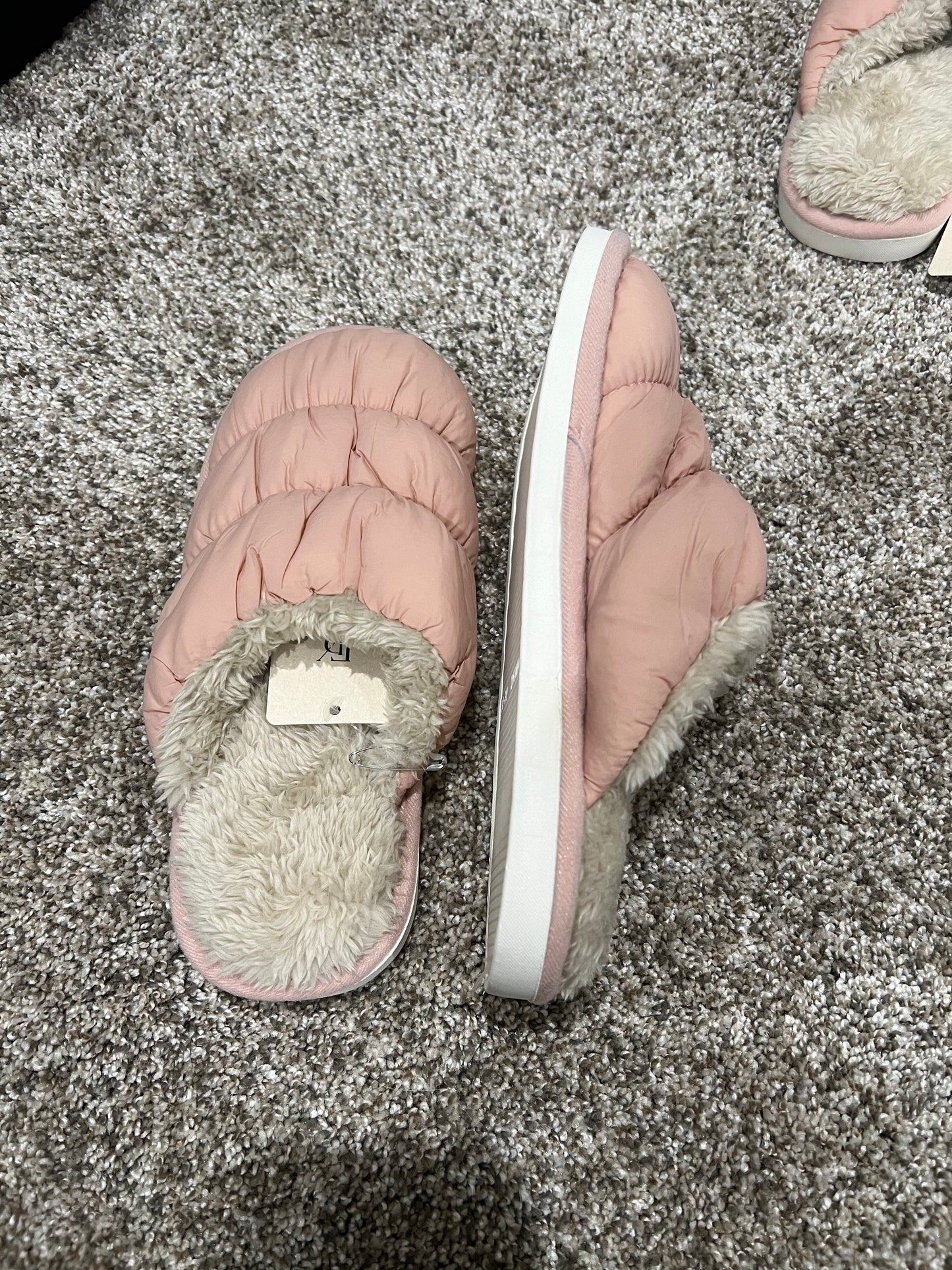 Pink puffer slippers
