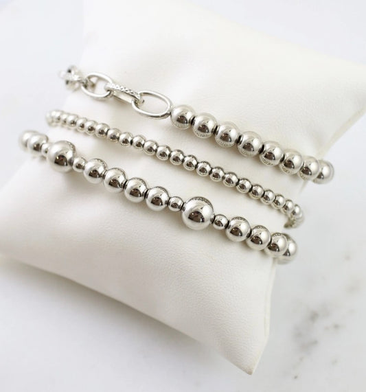 Kozak set of three bracelets -silver