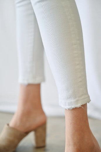 White high rise skinny jeans by Mica Denim