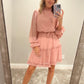 Long sleeve ruffled dress- light pink