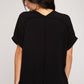 LAST ONE-Drop shoulder v-neck- black