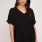 LAST ONE-Drop shoulder v-neck- black